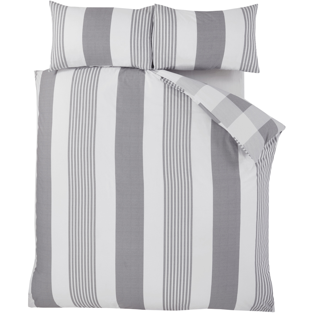 Rapport Home PH Chambray Single Grey Stripe Duvet Set Image 2