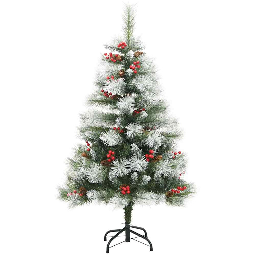 vidaXL Pre-Lit Pink Baubles Green Artificial Snow Flocked Christmas Tree 4ft Image 5
