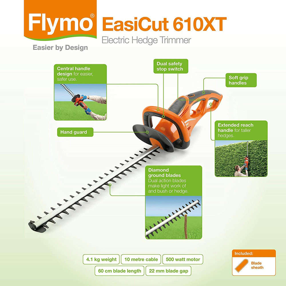 Flymo 9705447-01 500W EasiCut 610XT Electric Hedge Trimmer Image 9