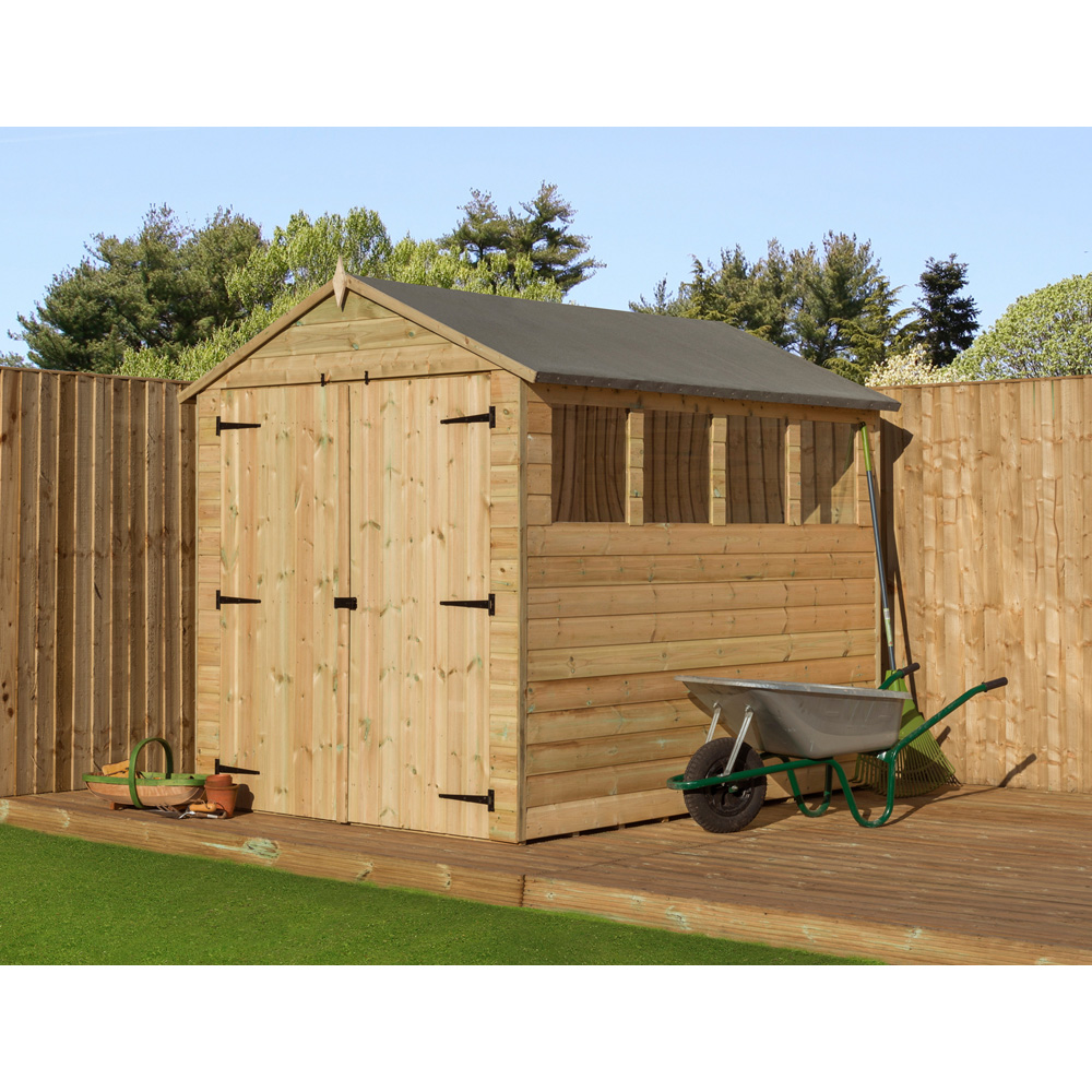 Empire Sheds 9800 6 x 8ft Double Door Tongue and Groove Apex Garden Shed Image 2