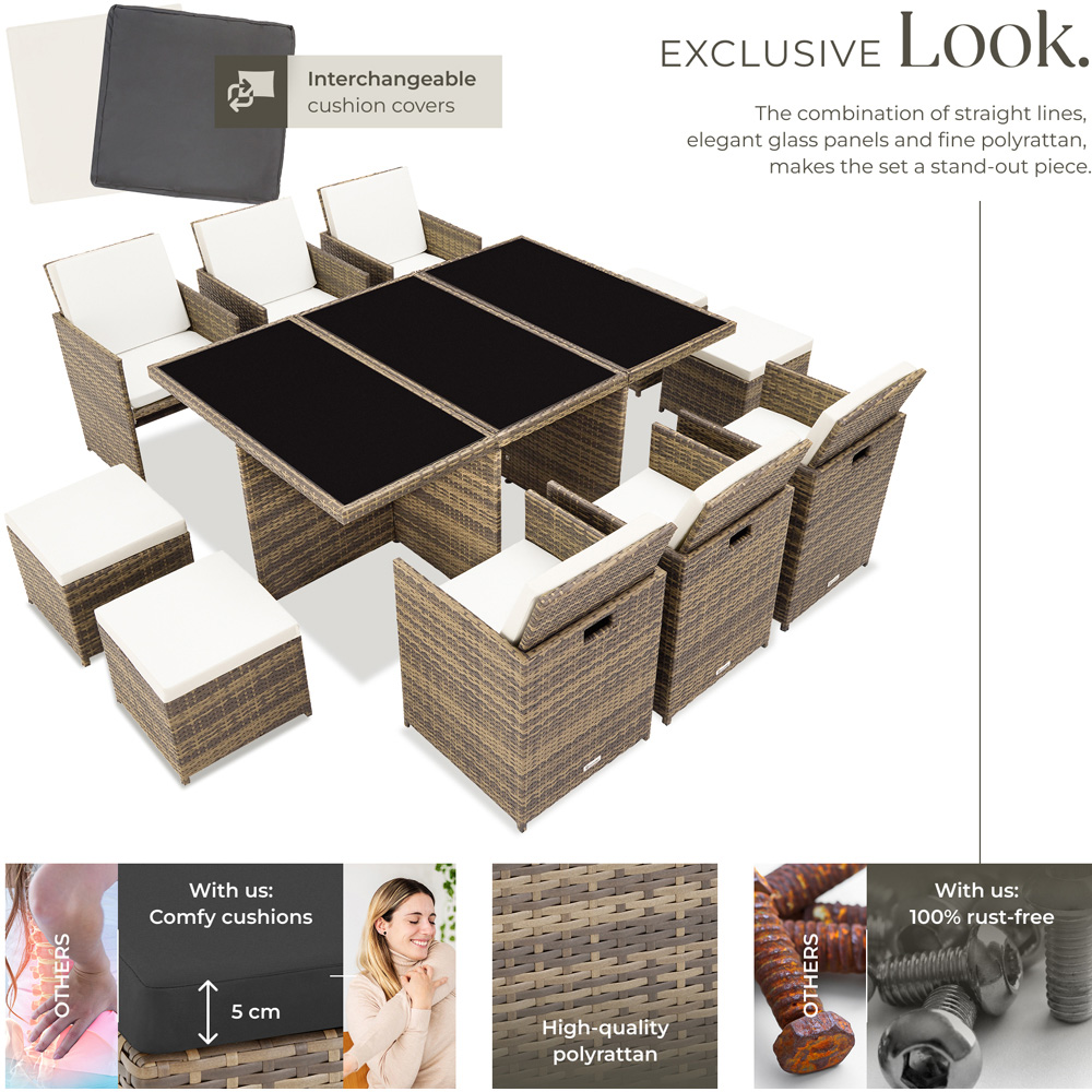 tectake New York 10 Seater Garden Dining Table Set Nature Image 3