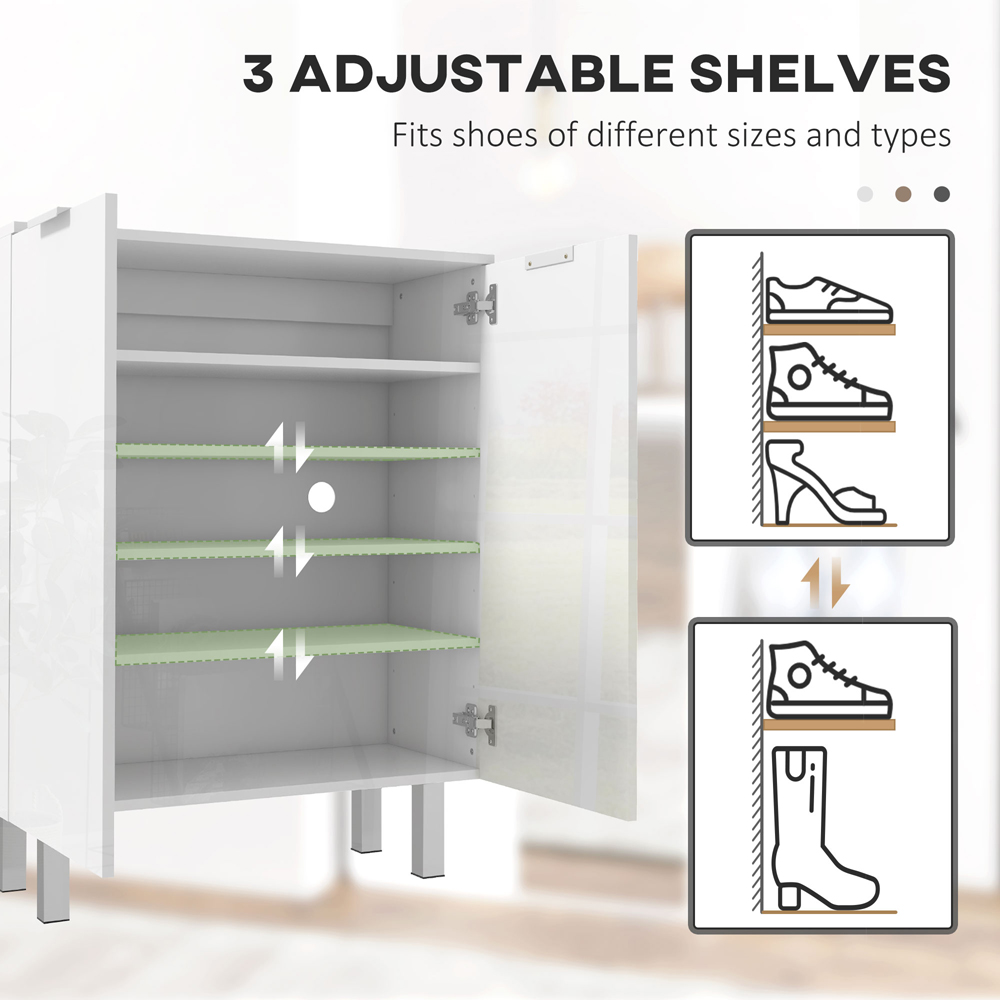 HOMCOM 5 Shelf High Gloss Shoe Storage Cabinet Image 7