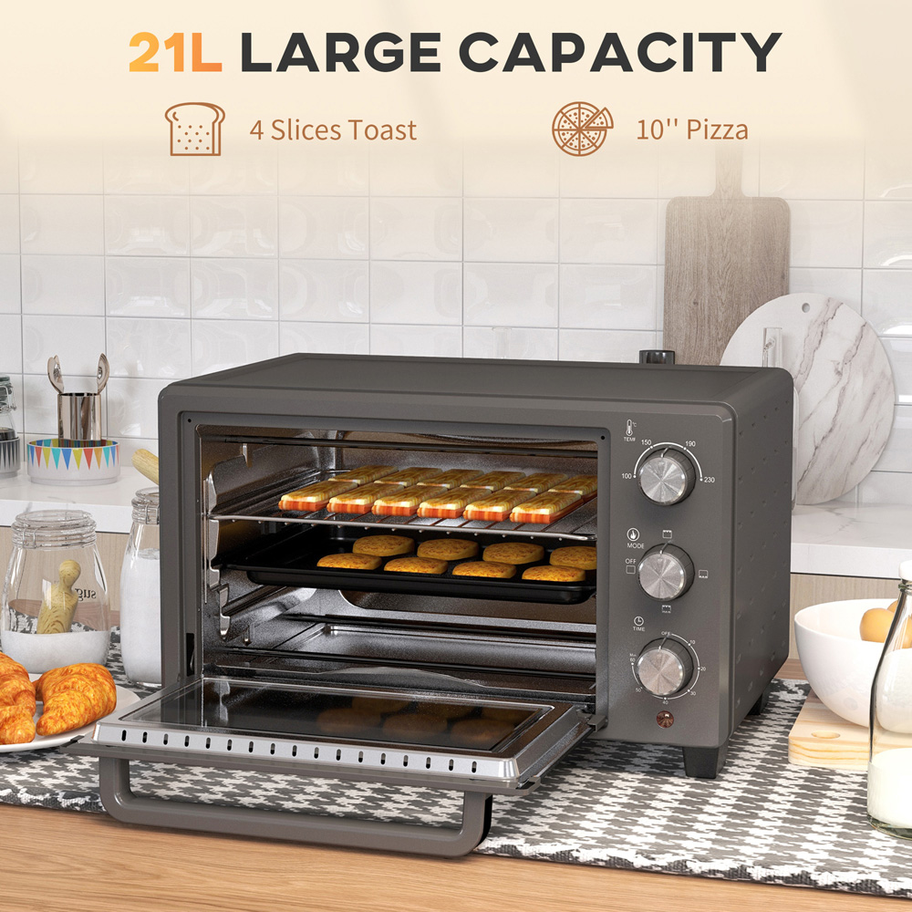 HOMCOM 800-085V70GY Grey 21L Electric Mini Oven 1400W Image 8