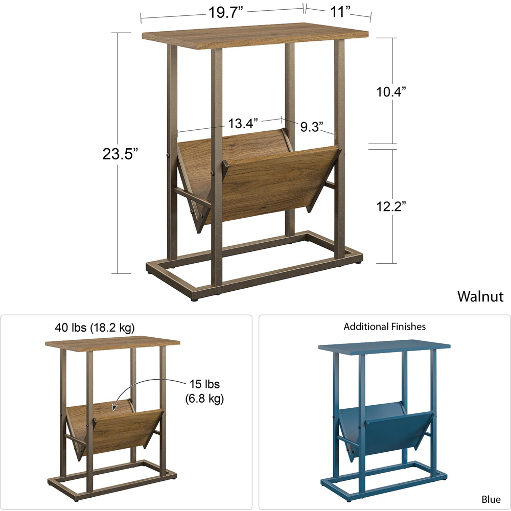 Novogratz Regal 2 Shelf Walnut End Table Image 8