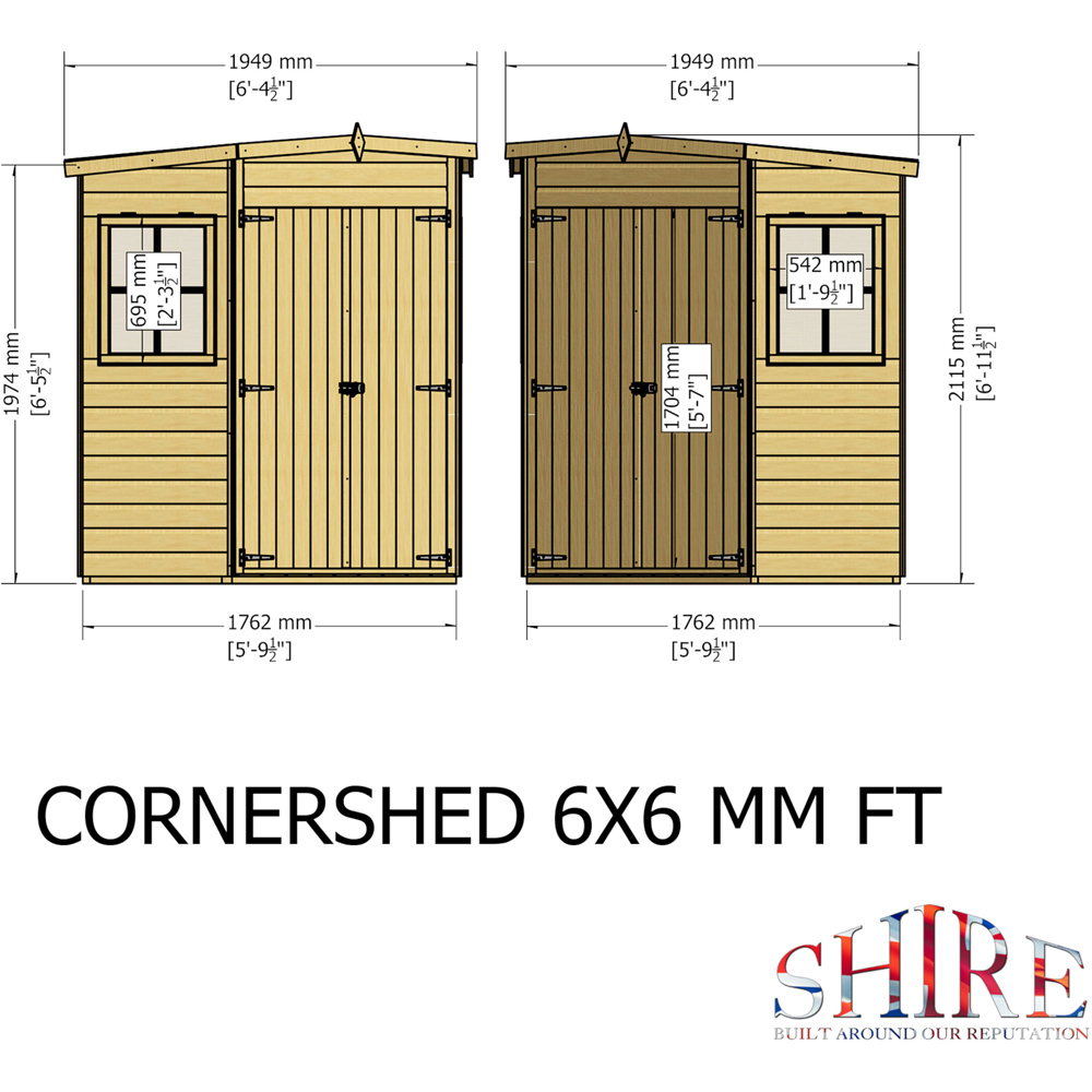 Shire 6 x 6ft Shiplap Pent Corner Garden Shed Image 9