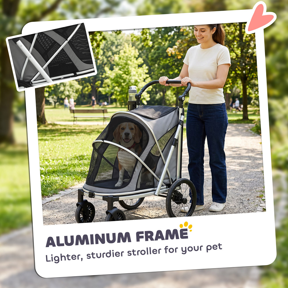 PawHut Small Medium Foldable Dog Stroller Image 3