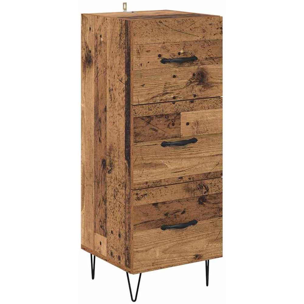 vidaXL Single Door 3 Drawer Old Wood Tall Slim Highboard Image 6