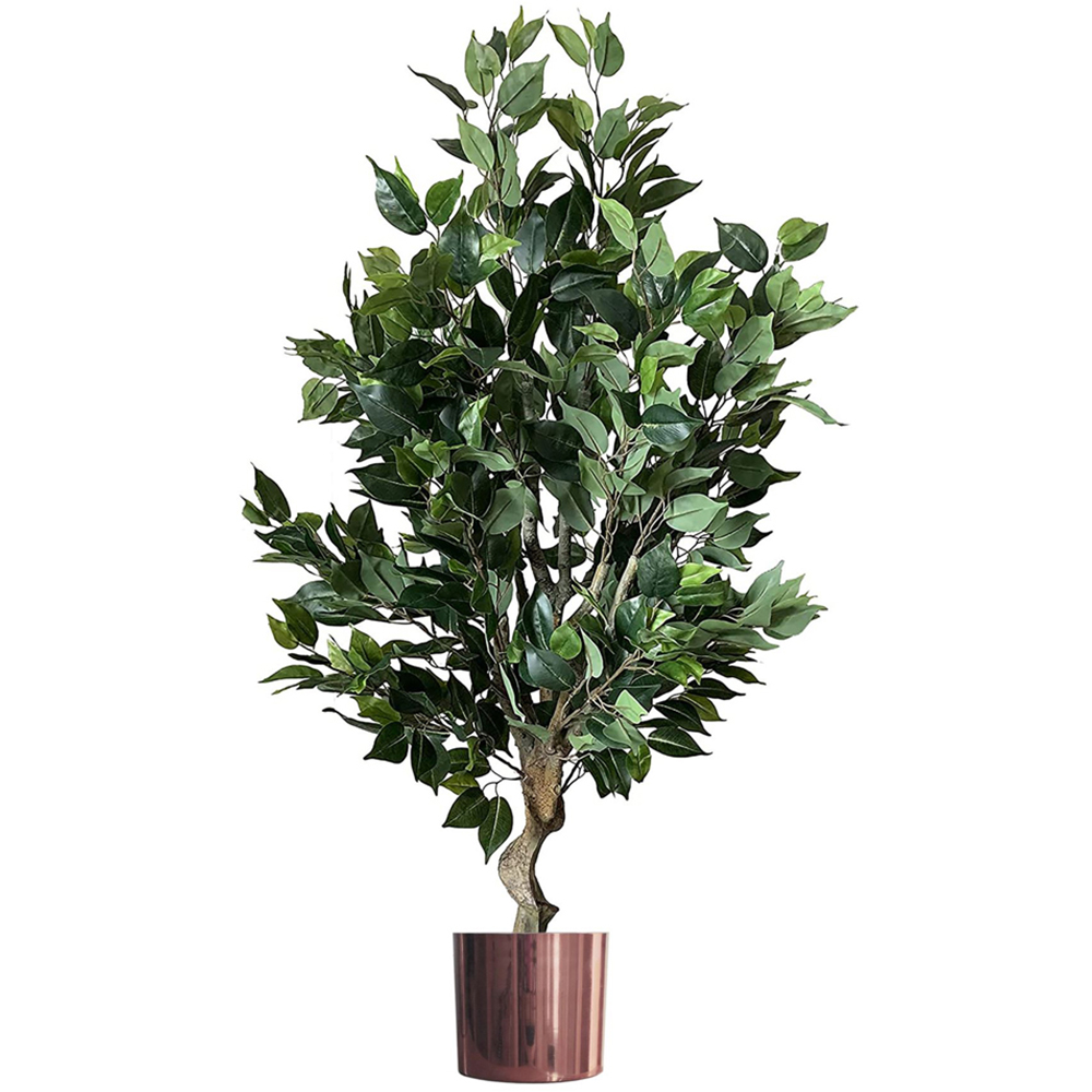 Leaf Premium Ficus Twist Artificial Plant in Copper Planter 100cm Image 1