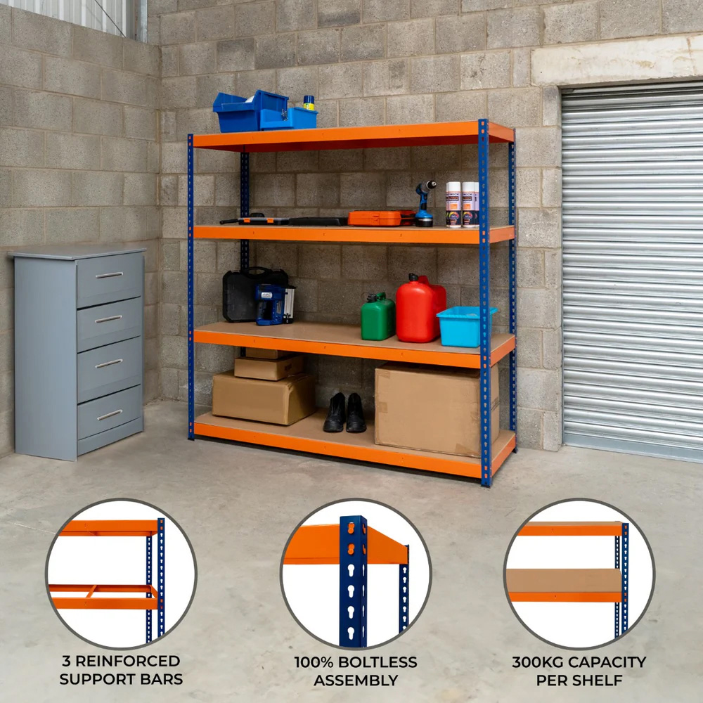 Monster Shop S Rax 4 Shelf Blue and Orange Shelving Unit Image 5