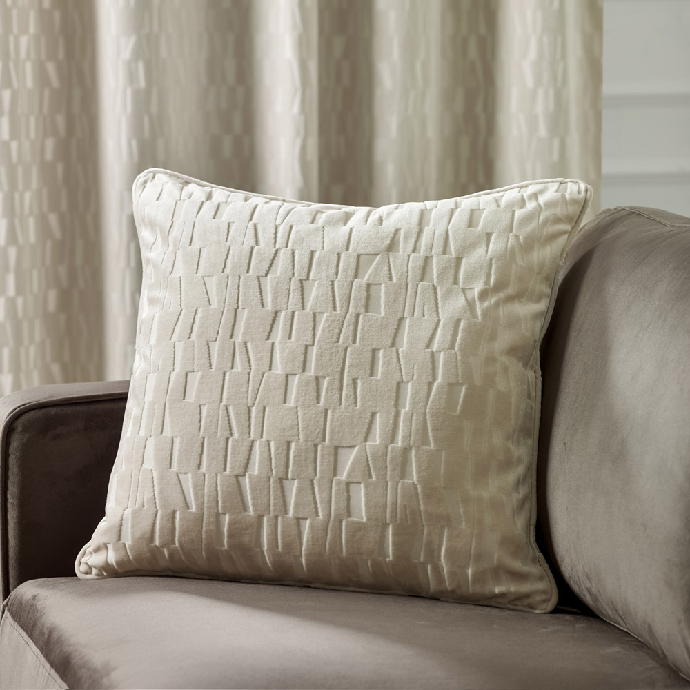 Paoletti Manhattan Ivory Velvet Cushion 50 x 50cm Image 2