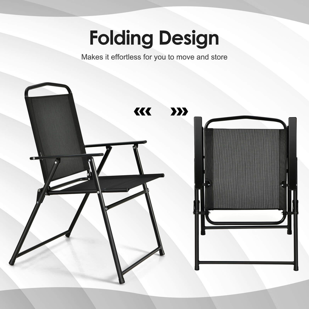 Costway 4 Seater Garden Dining Set with Umbrella Hole Black Image 5