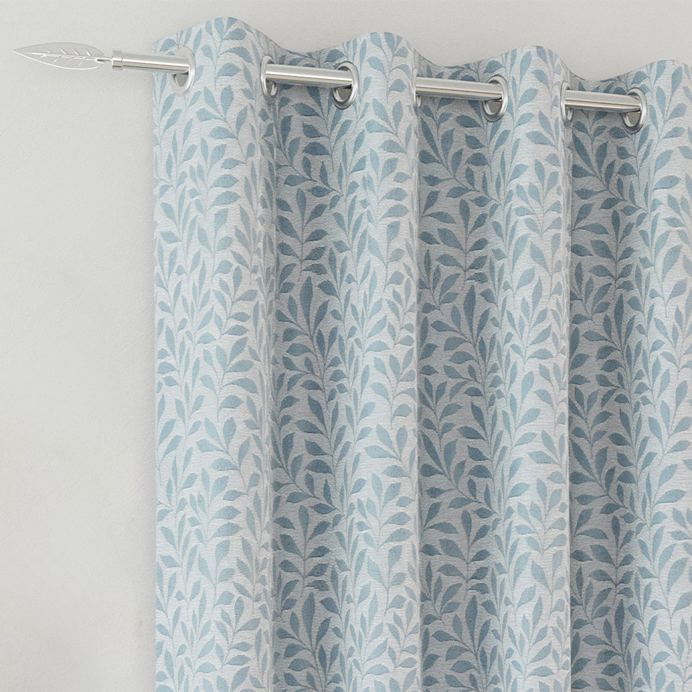 Enhanced Living Sherwood Ice Blue Jacquard Leaf Thermal Blackout Eyelet Curtains 229 x 183cm Image 2