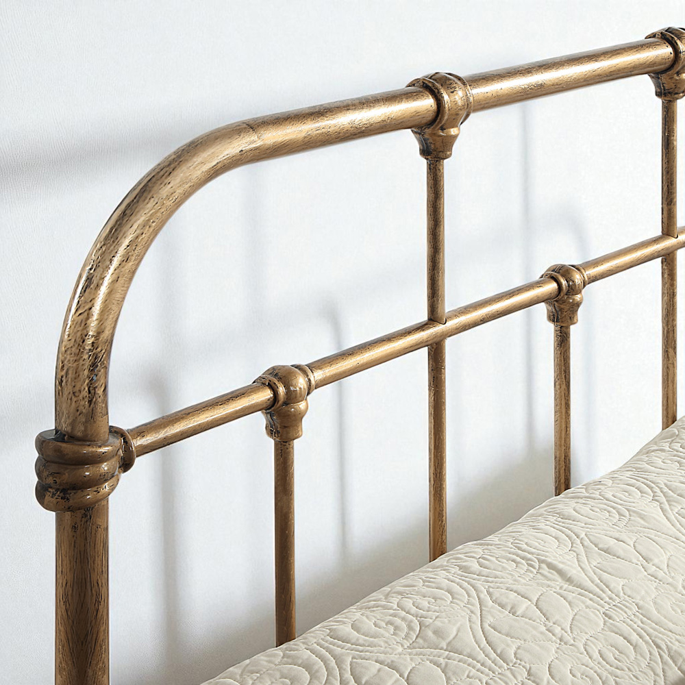 OAT Home Camden Double Antique Brass Effect Metal Bed Image 3