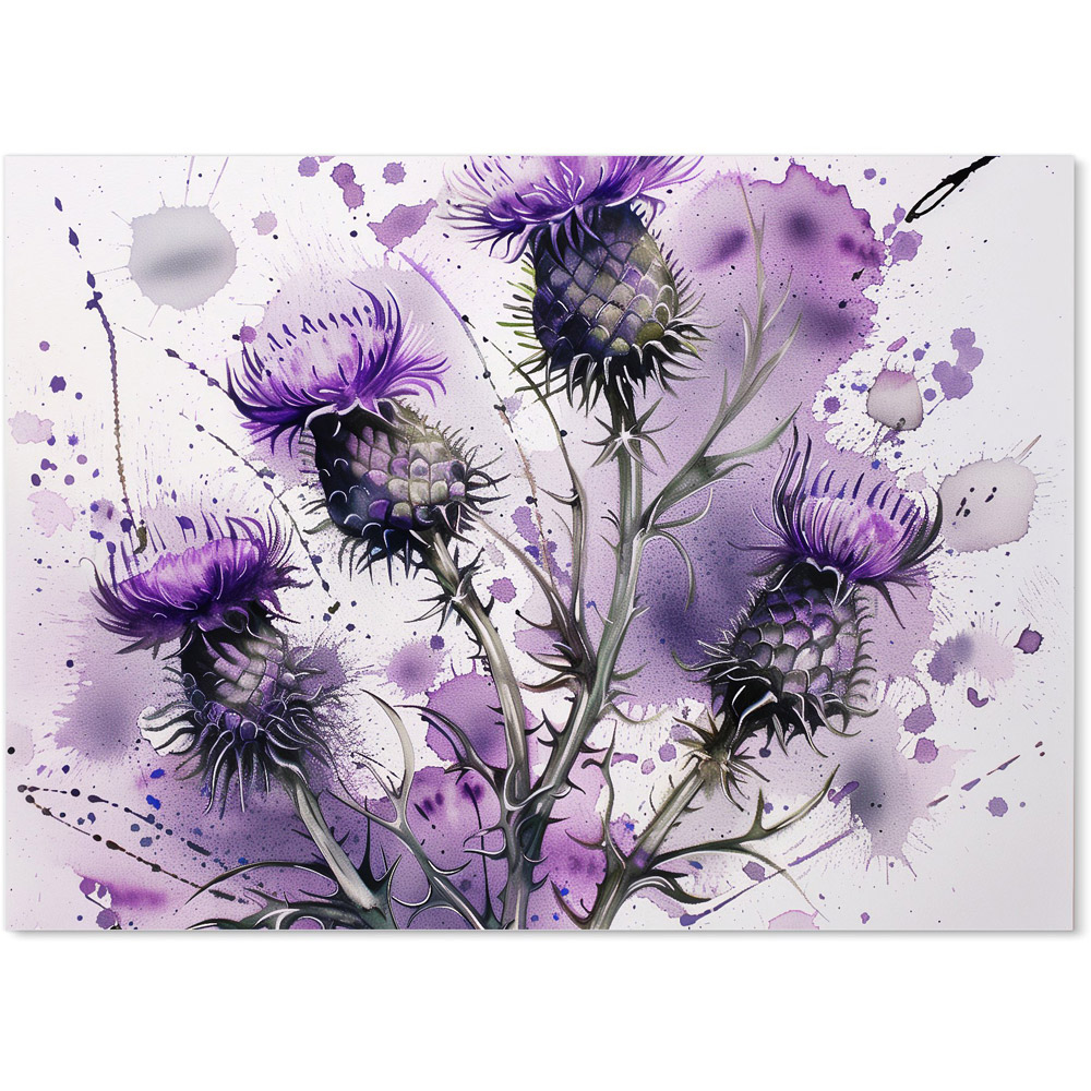 Warren Reed Designer Vibrant Scottish Thistle Art Glass Kitchen Splashback 65 x 90cm Image 2