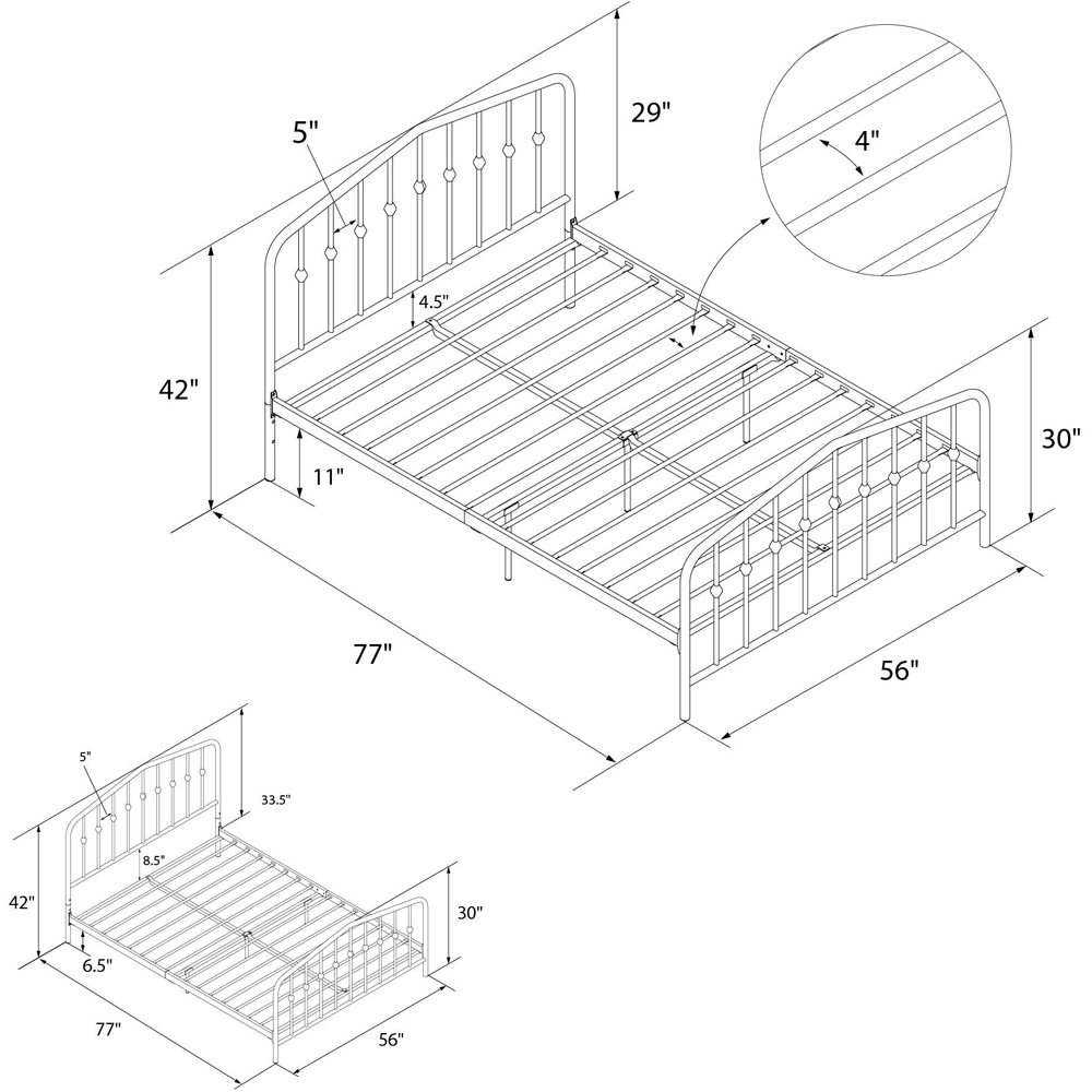 Novogratz Bushwick Double Black Bed Frame Image 6