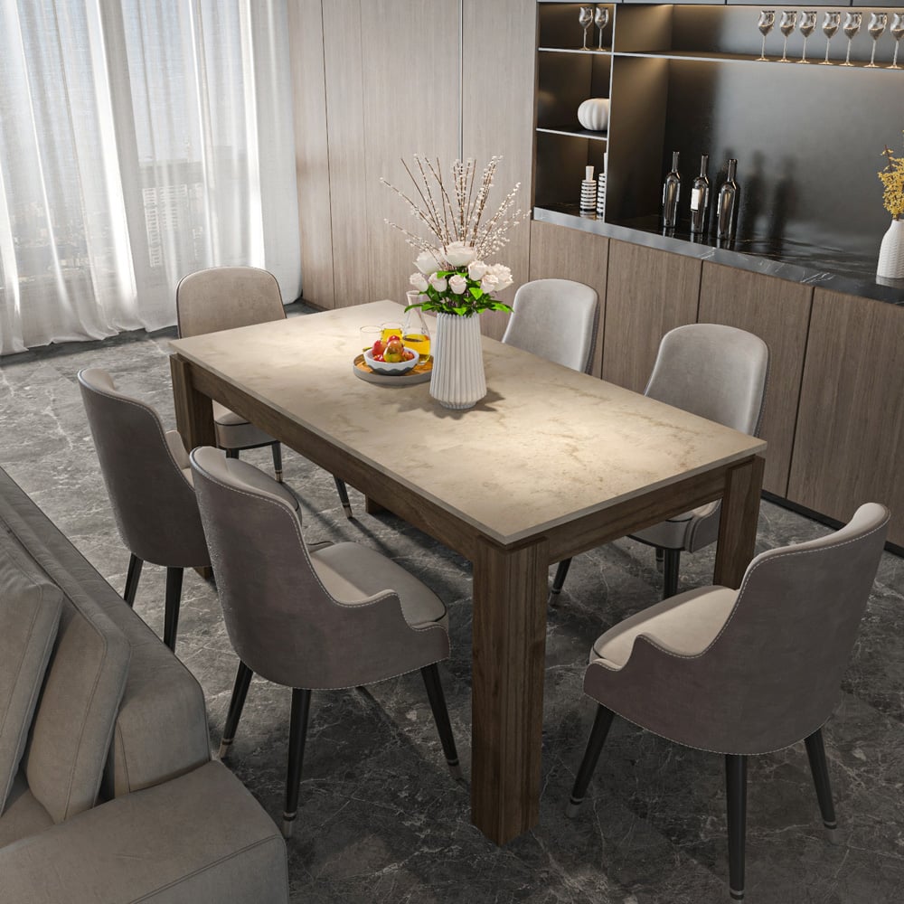 Decorotika Manhattan 6 Seater Dining Table Walnut Image 5