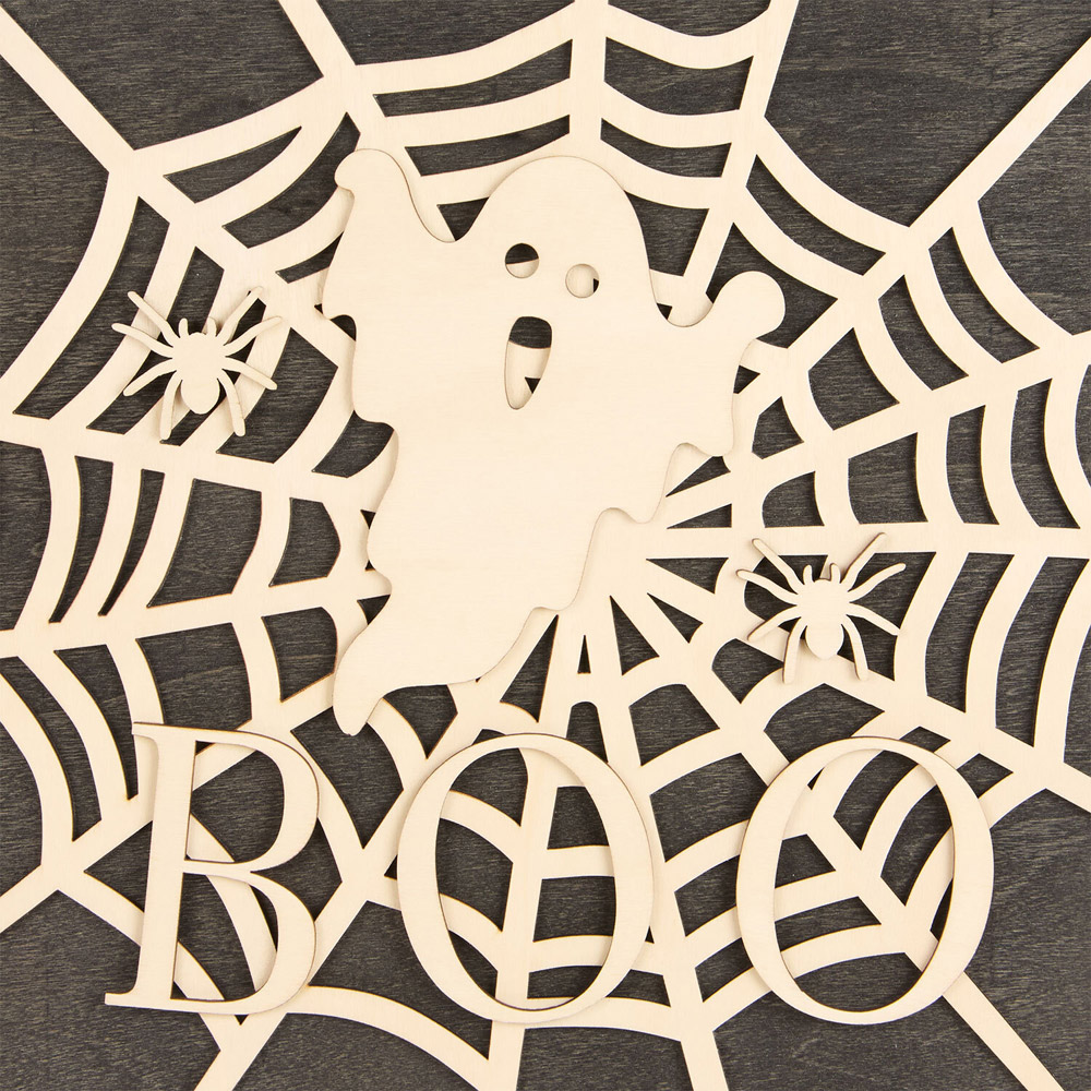 Paint Your Own Wooden Boo Hanging Decoration Image 3