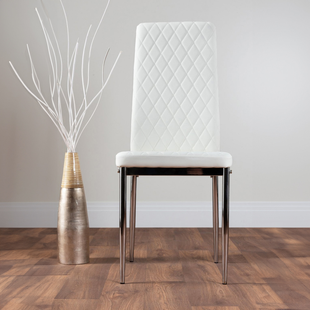 Furniturebox Arona Valera Concrete Effect 6 Seater Round Dining Set Grey White and Chrome Image 3