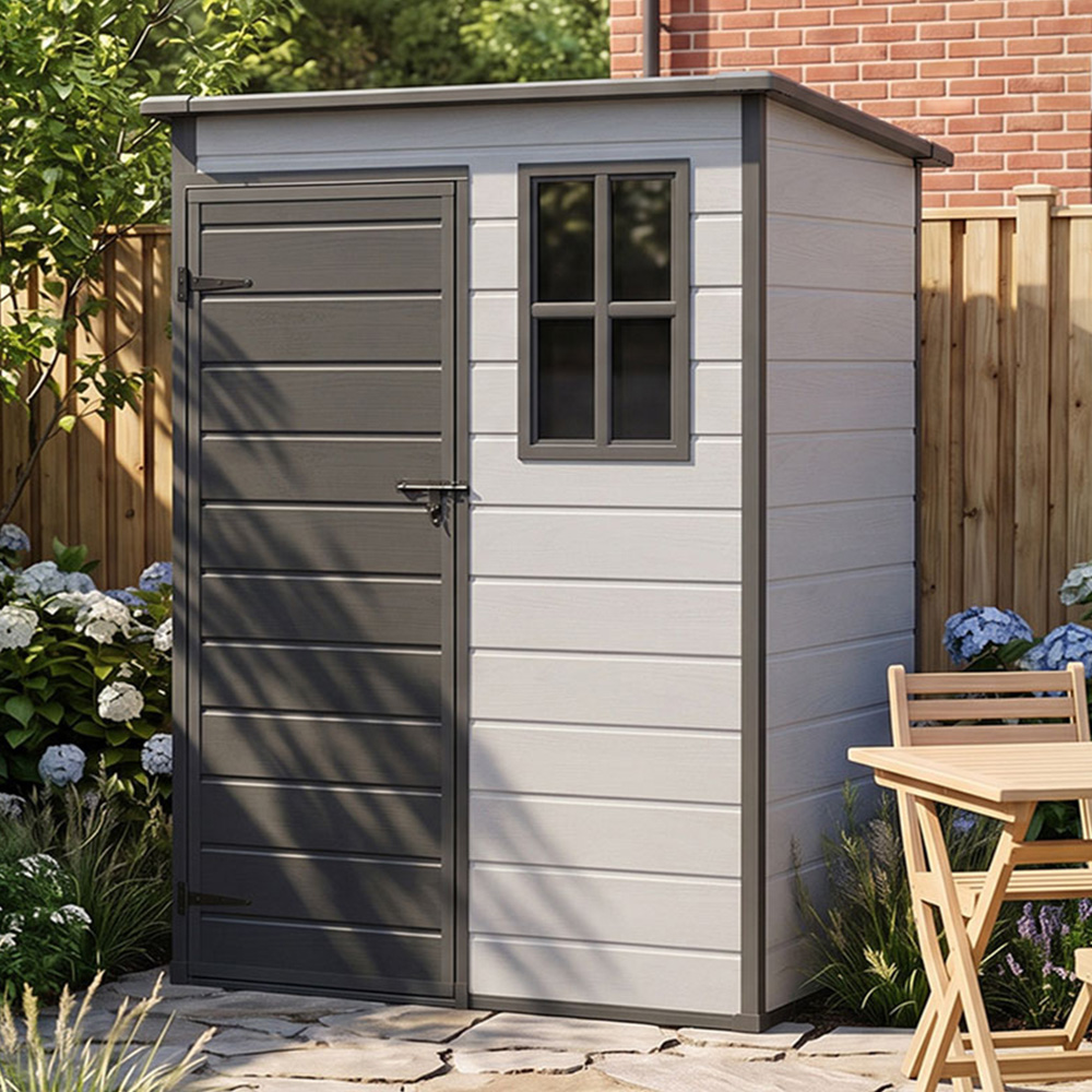 Living and Home 5 x 3ft Pent Garden Storage Shed with Window Image 1