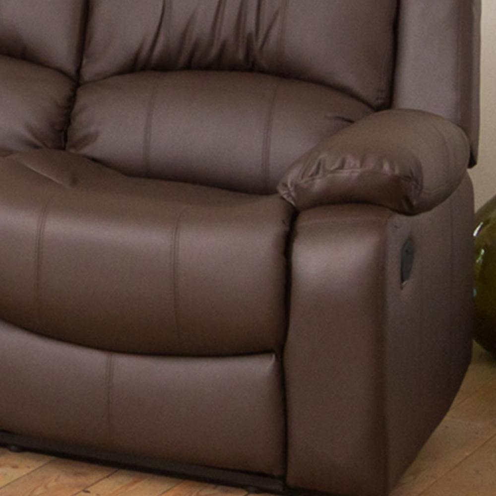 Glendale 3 Seater Brown Bonded Leather Manual Recliner Sofa Image 3