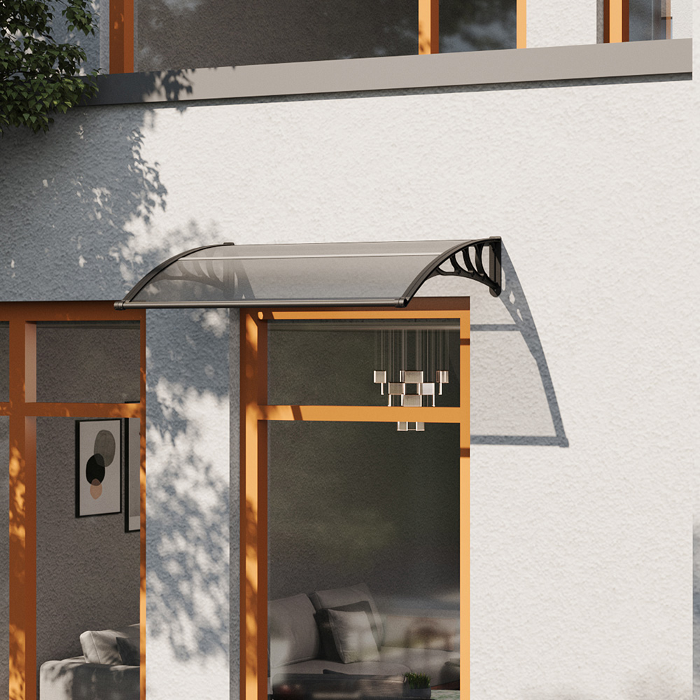 Living and Home Dark Grey Arched Door and Window Awning with Water Channel 1.5 x 1m Image 8