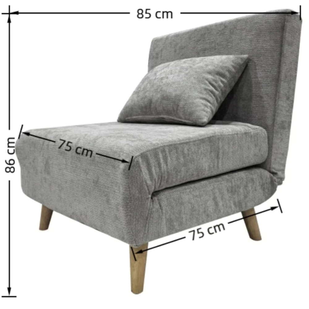 Indoor Living Joel Uno Single Seater Grey Sofa Bed Chair Image 9