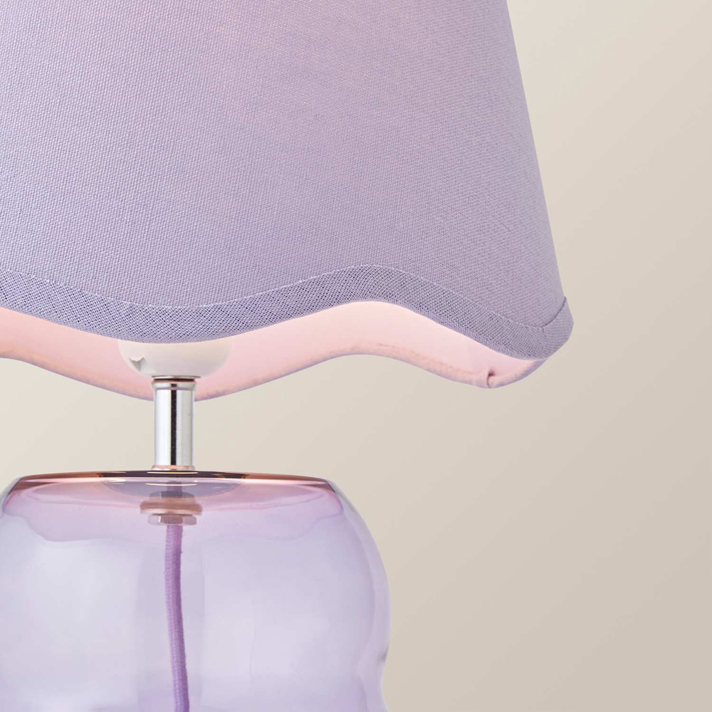 ValueLights Lolly Scallop Shade Lilac Glass Bubble Table Lamp with Bulb Image 3