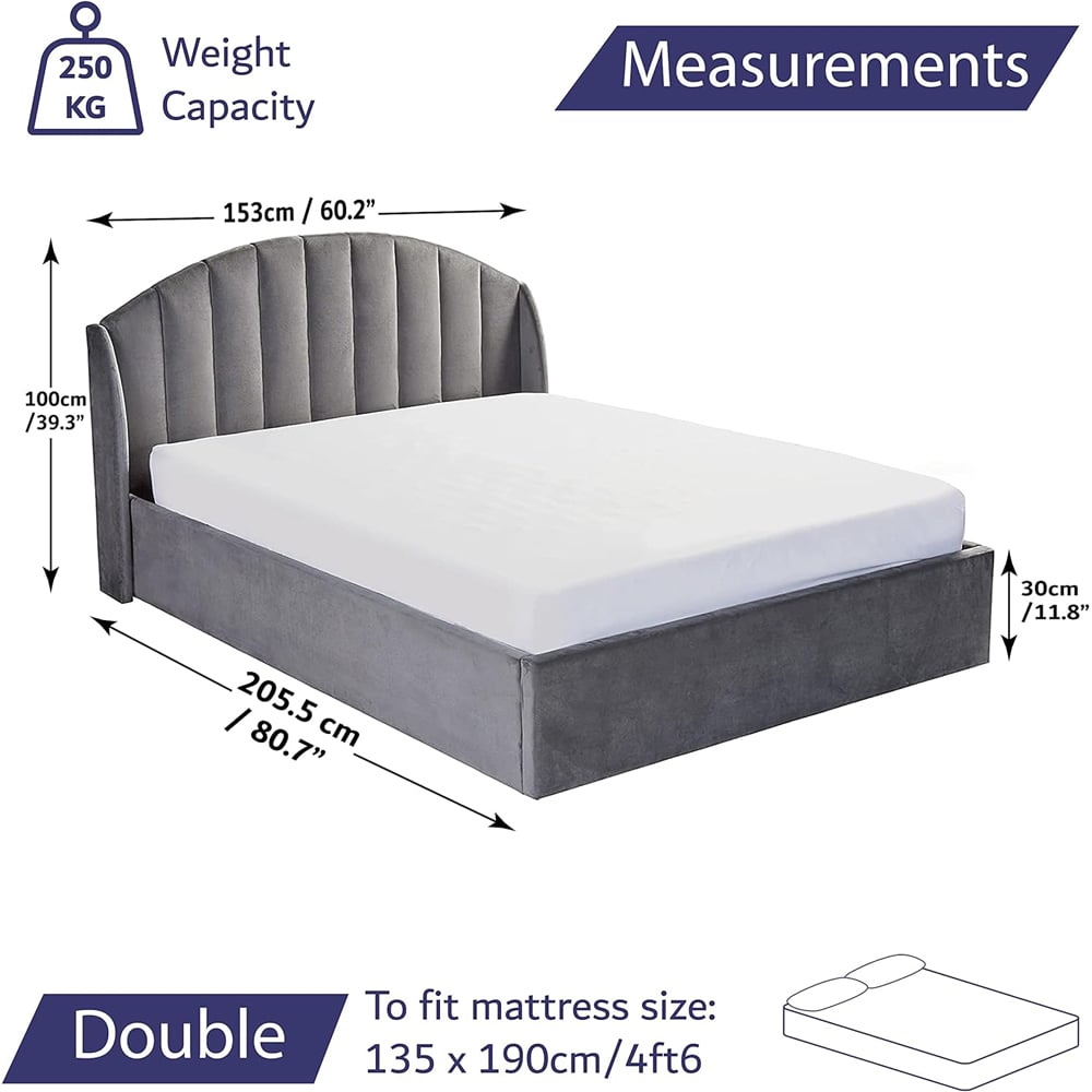 Home Treats Double Velvet Winged Headboard Ottoman Storage Bed Frame with Mattress Image 9