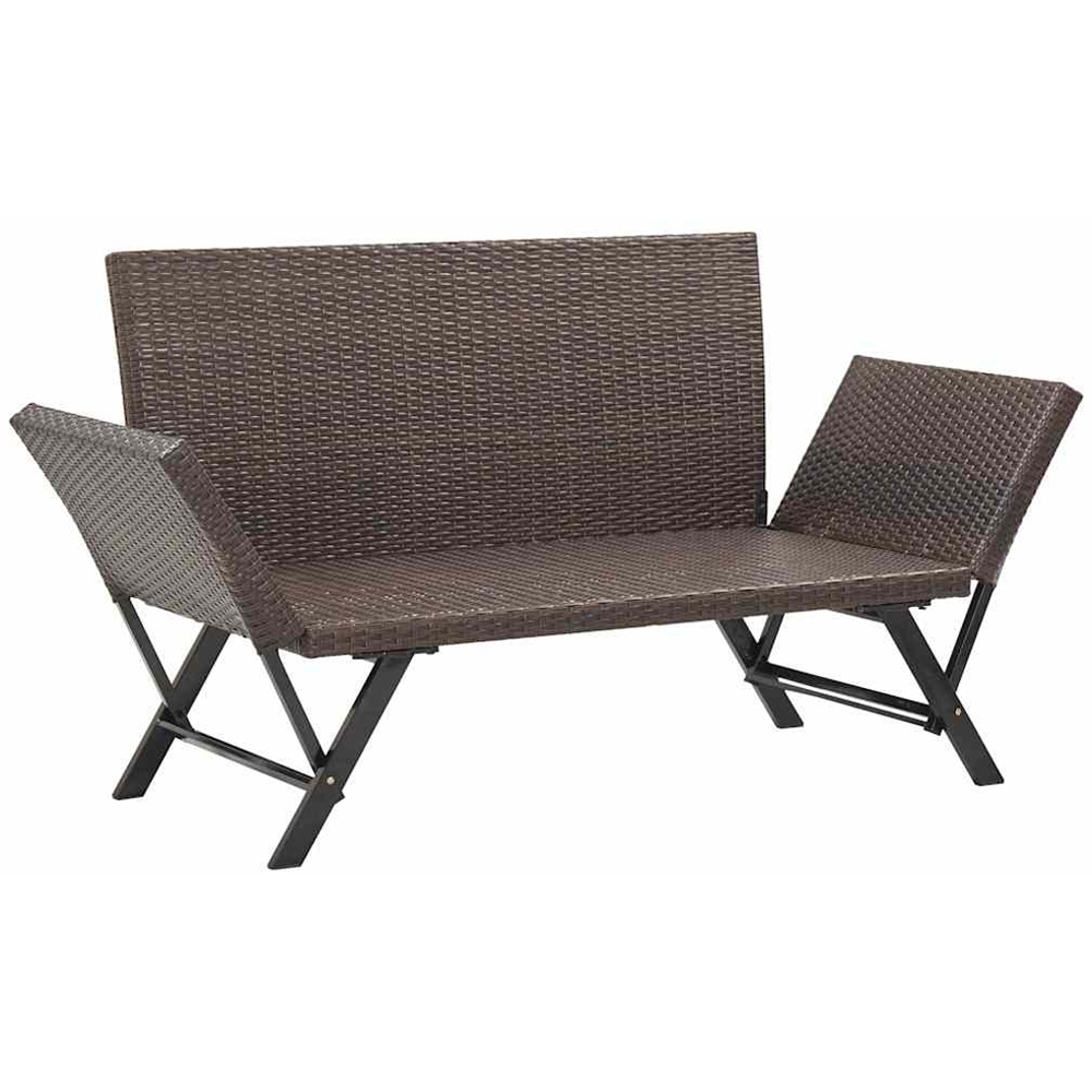 vidaXL 2 in 1 Brown PE Rattan Garden Bench with Cushions Image 7