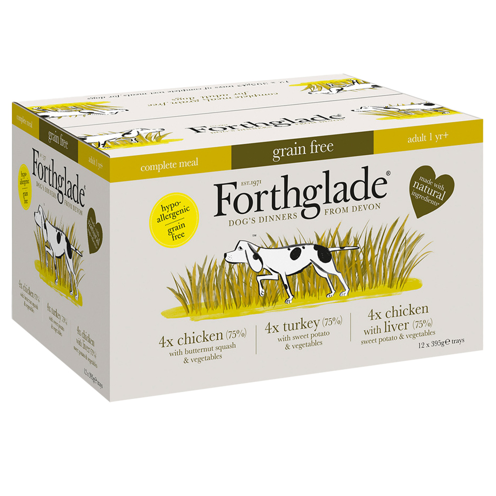 Forthglade Chicken Turkey and Chicken Liver Wet Dog Food Tray 395g 12 Pack Image