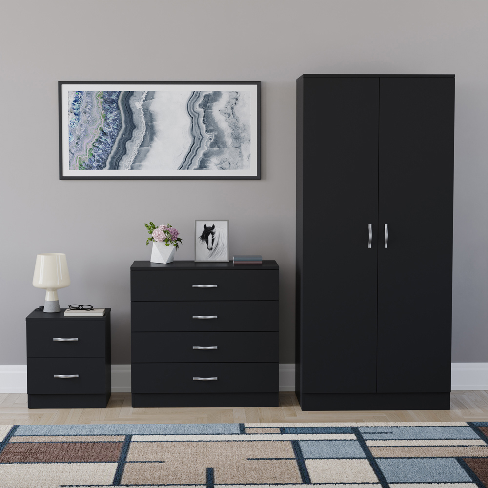 VIDA DESIGNS Riano Black 3 Piece Bedroom Furniture Set Image 2
