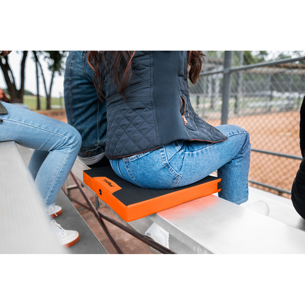 Thaw Black and Orange Rechargeable Heated Seat Pad with Built-In Power Bank Image 2