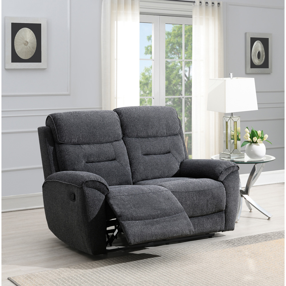Clinton 2 Seater Dark Grey Manual Recliner Sofa Image 4
