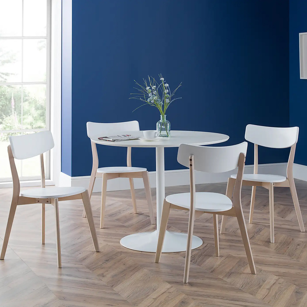 Julian Bowen Blanco 4 Seater Round Pedestal Dining Table White Image 6