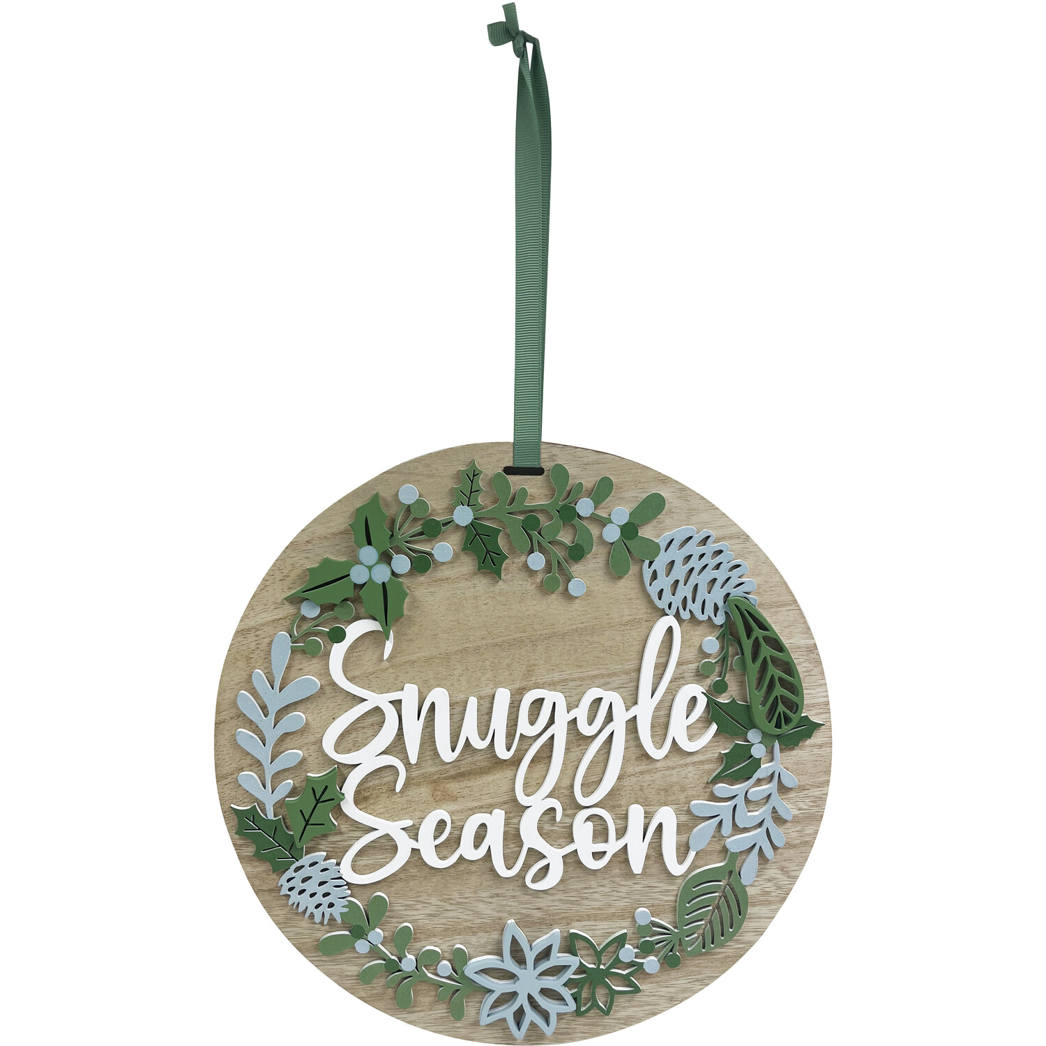 Snuggle Season Green Wreath Plaque Decoration Image