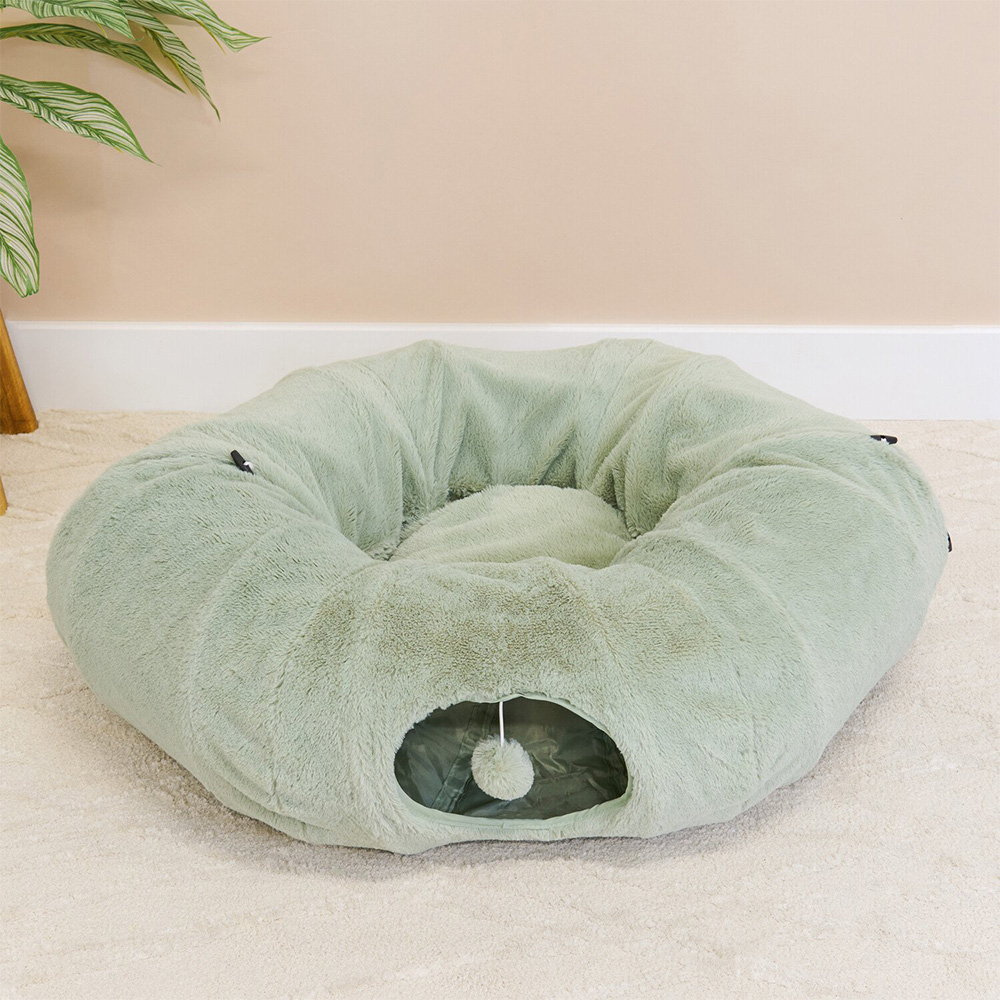 Cat Tunnel Bed Green Image 8