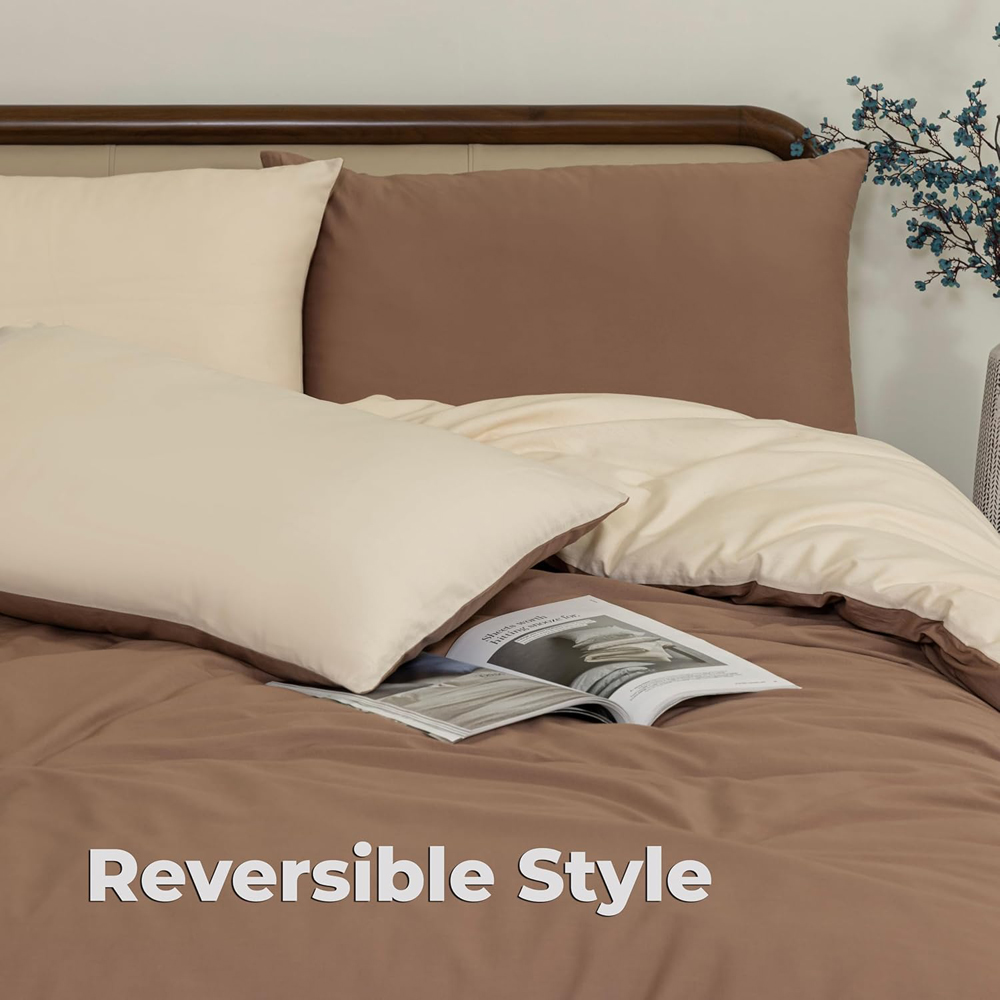MHG Living King Size Brown Reversible Duvet Set Image 4