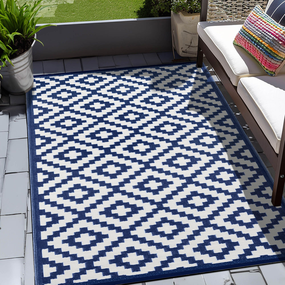 Green Decore Nirvana Navy Blue and White Outdoor Rug 120 x 180cm Image 5