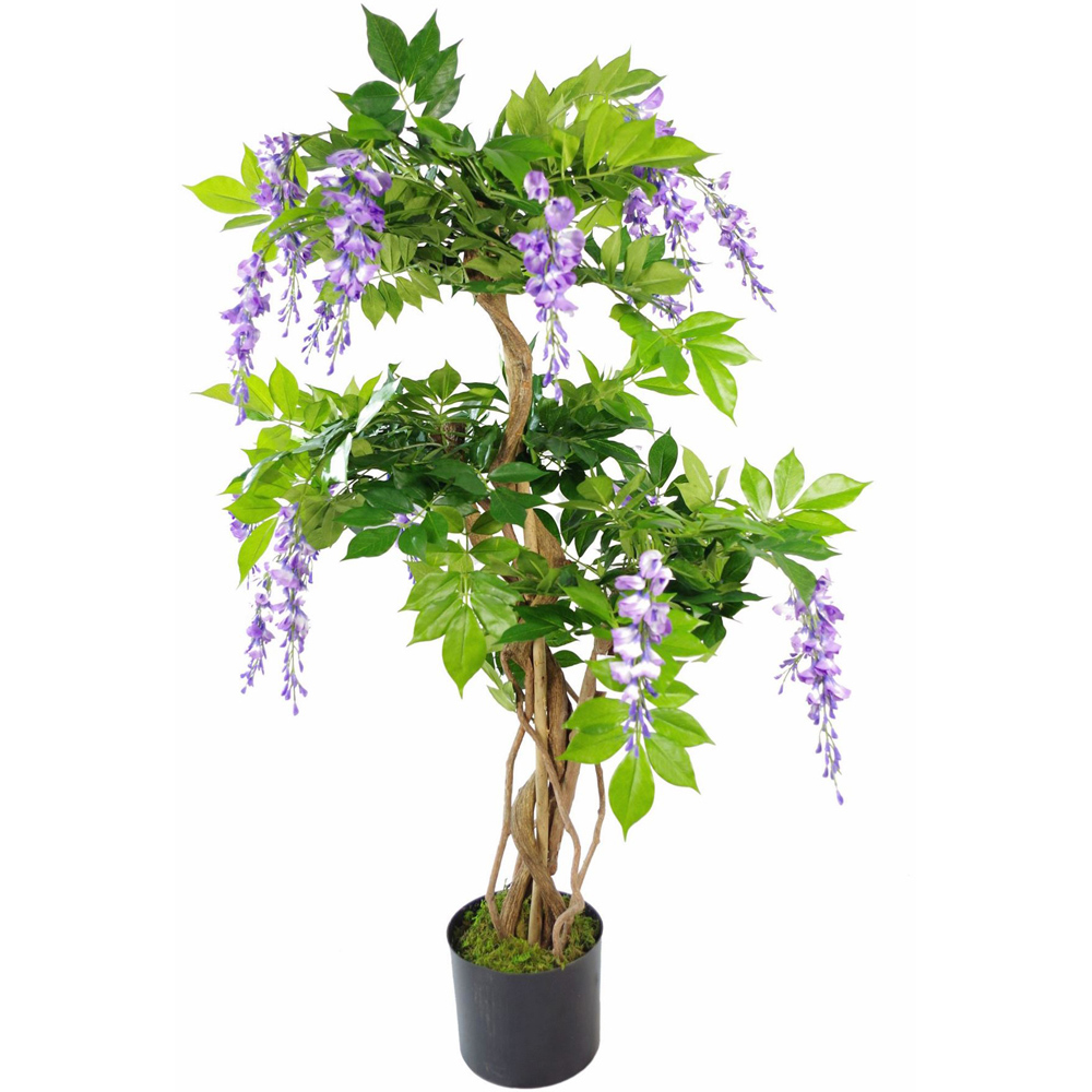 Leaf Purple Wisteria Blossom Artificial Tree in Plastic Pot 3.6ft Image 1