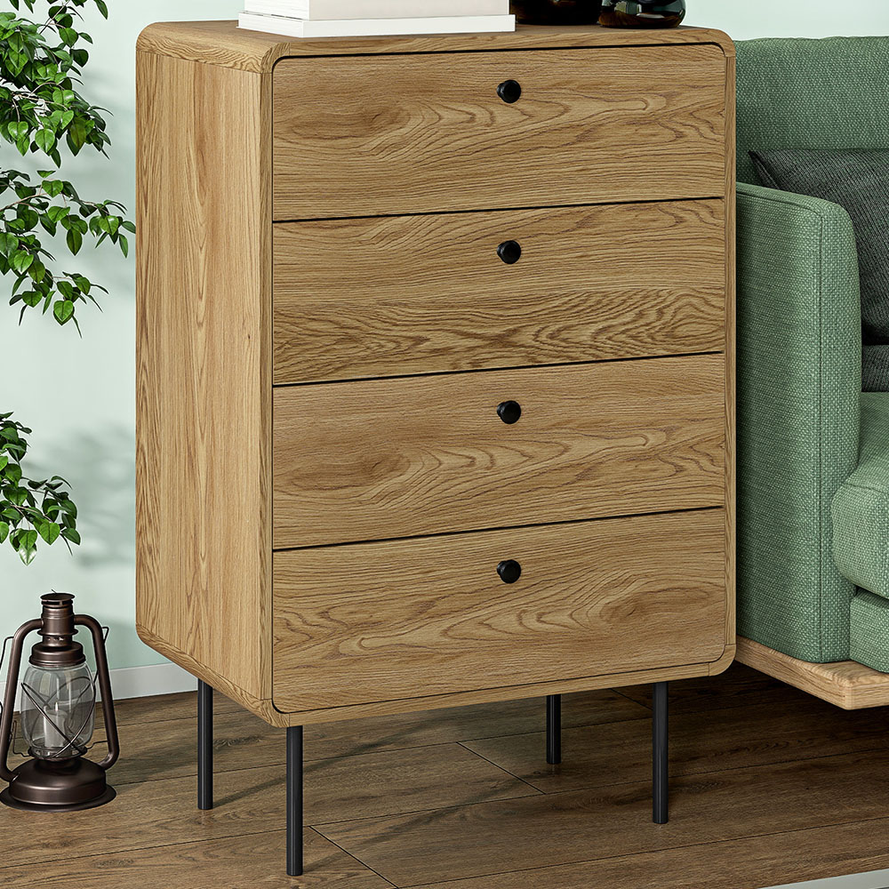 Portland 4 Drawer Oak Chest of Drawers Image 1