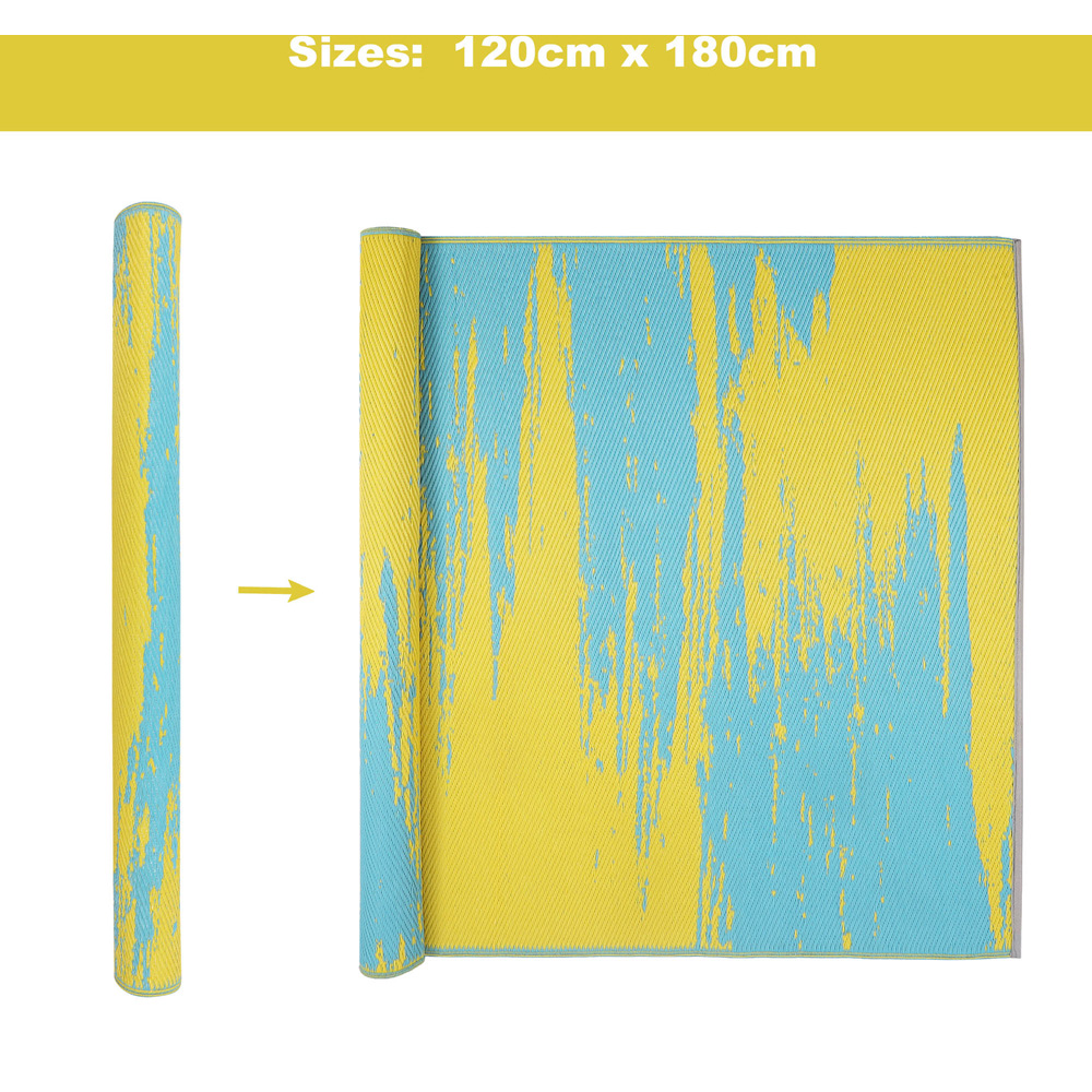 Green Decore Liza Aqua Blue and Yellow Outdoor Rug 120 x 180cm Image 9