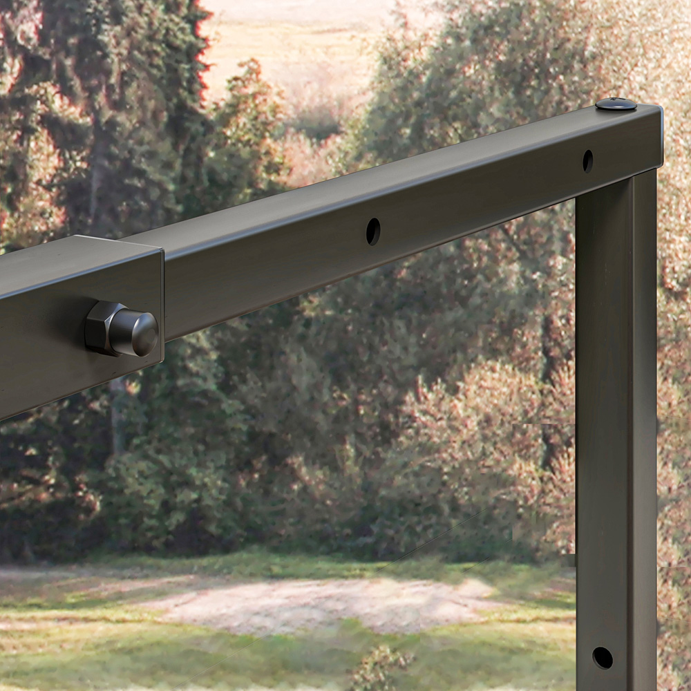 Outsunny 100-150cm Black Retractable Metal Firewood Log Storage Rack with Hooks Image 4