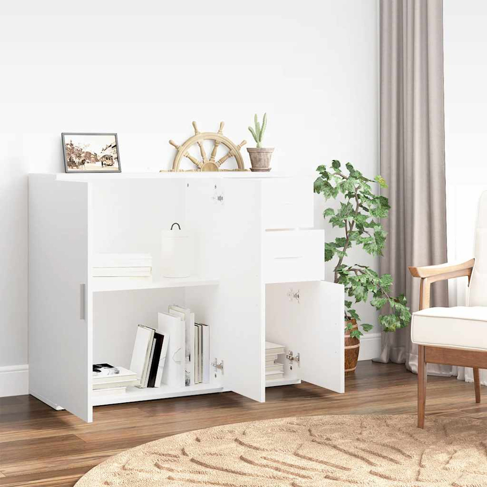 vidaXL 3 Door 2 Drawer White Sideboard Image 9