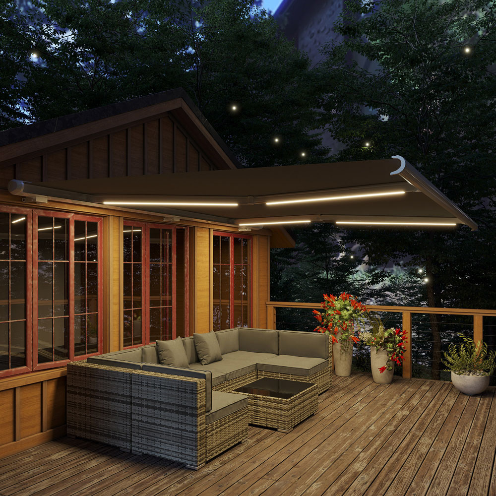 Outsunny Grey Full Cassette Electric and Manual Retractable LED Awning 4 x 3m Image 1