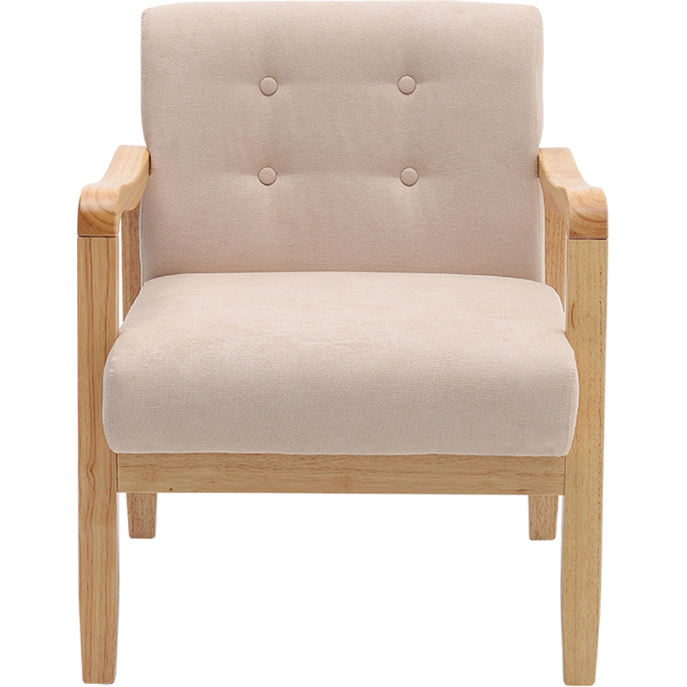 Living and Home Beige Tufted Armchair Image 2