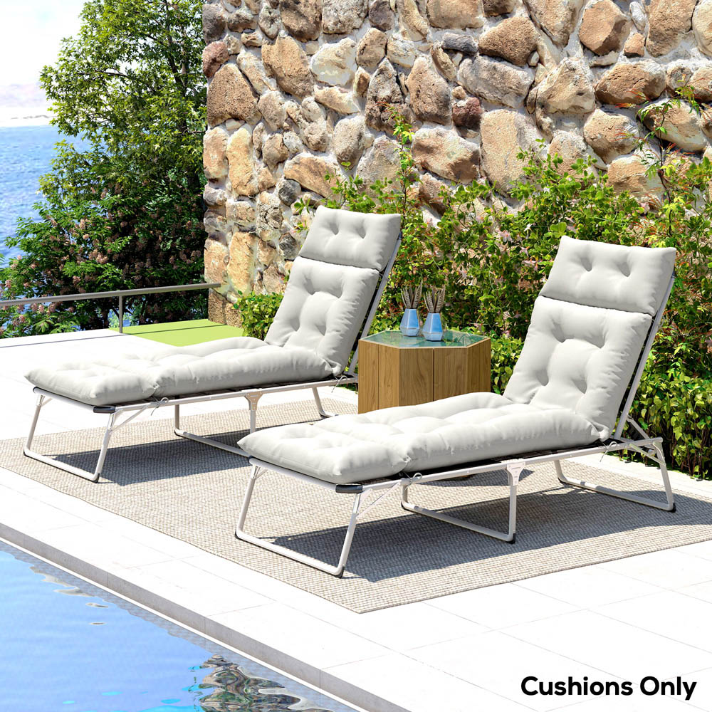 Outsunny Set of 2 Light Grey Sun Lounger Cushion Image 2