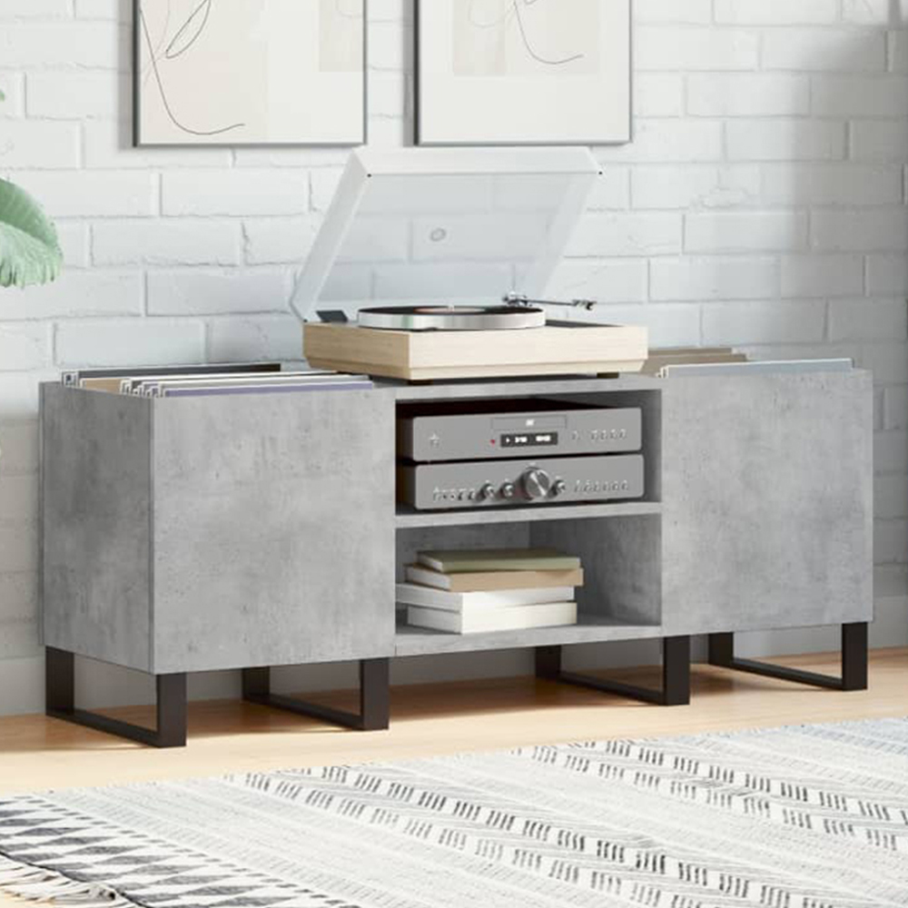 vidaXL 2 Shelf Concrete Grey Record Cabinet Image 1