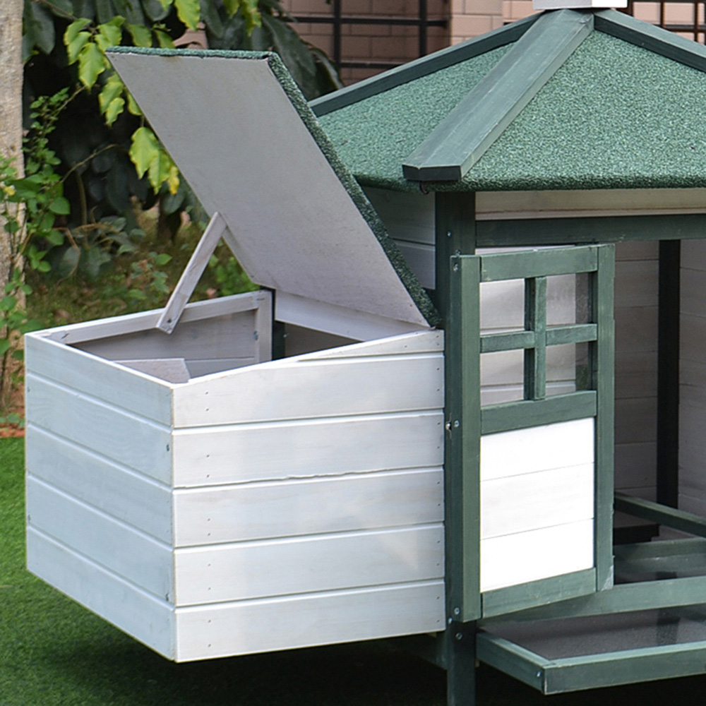 PawHut Chicken Coop with Nesting Box Run and Patio Image 3