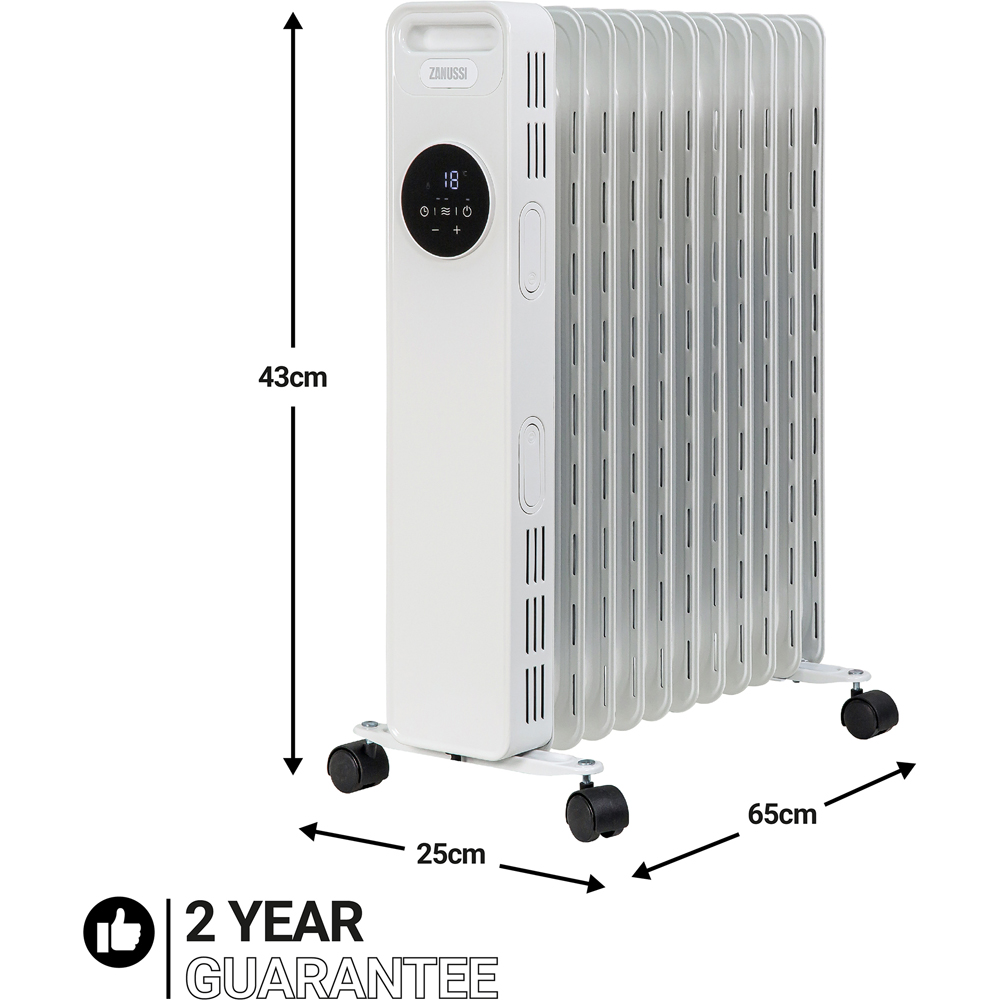 Zanussi Grey and White 11-Fin Digital Touch Control Oil Filled Radiator 2300W Image 9
