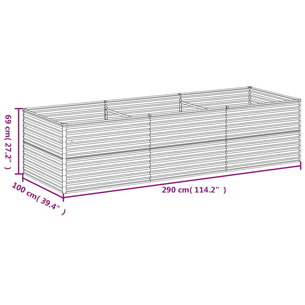 vidaXL Brown Corten Steel Raised Garden Bed 290 x 100 x 69cm Image 6